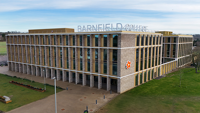 Barnfield College two buildings Ariel Shot