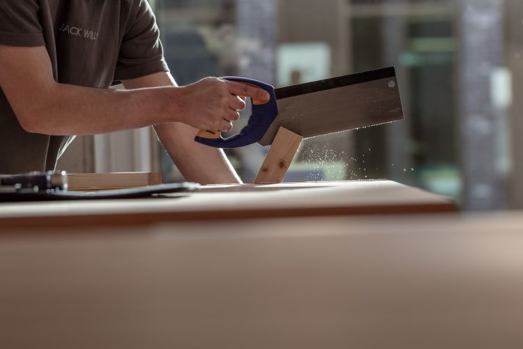 Student working on a carpentry project