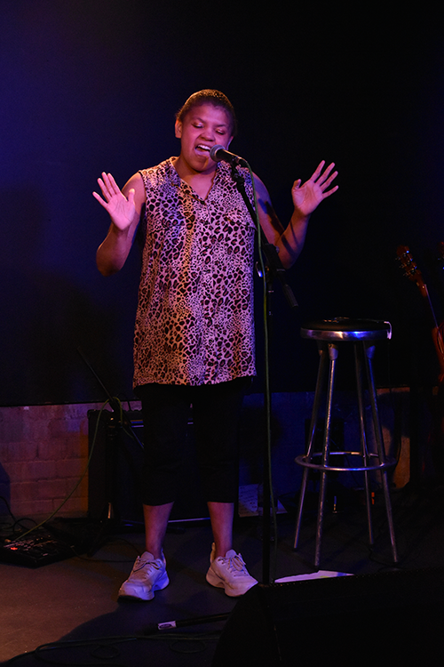 student singing