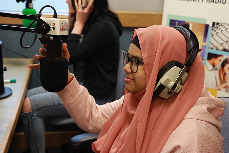 student presenting RadioLab