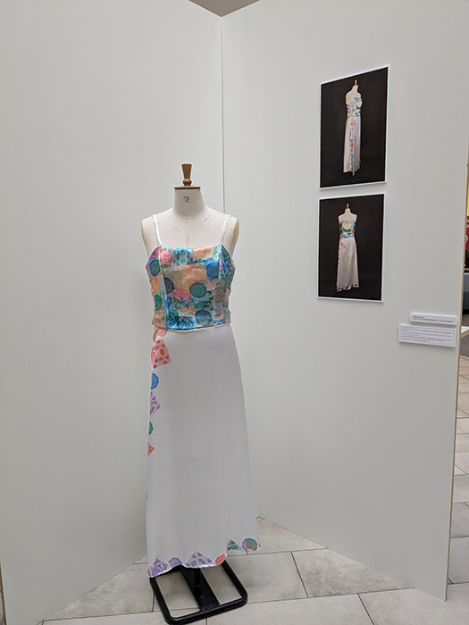 Fashion white dress with colourful bodice