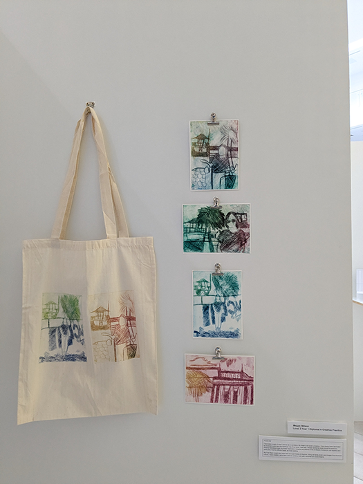 Printmaking on tote bag