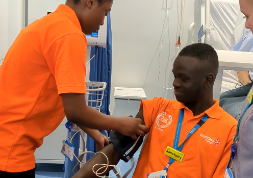 students taking blood pressure